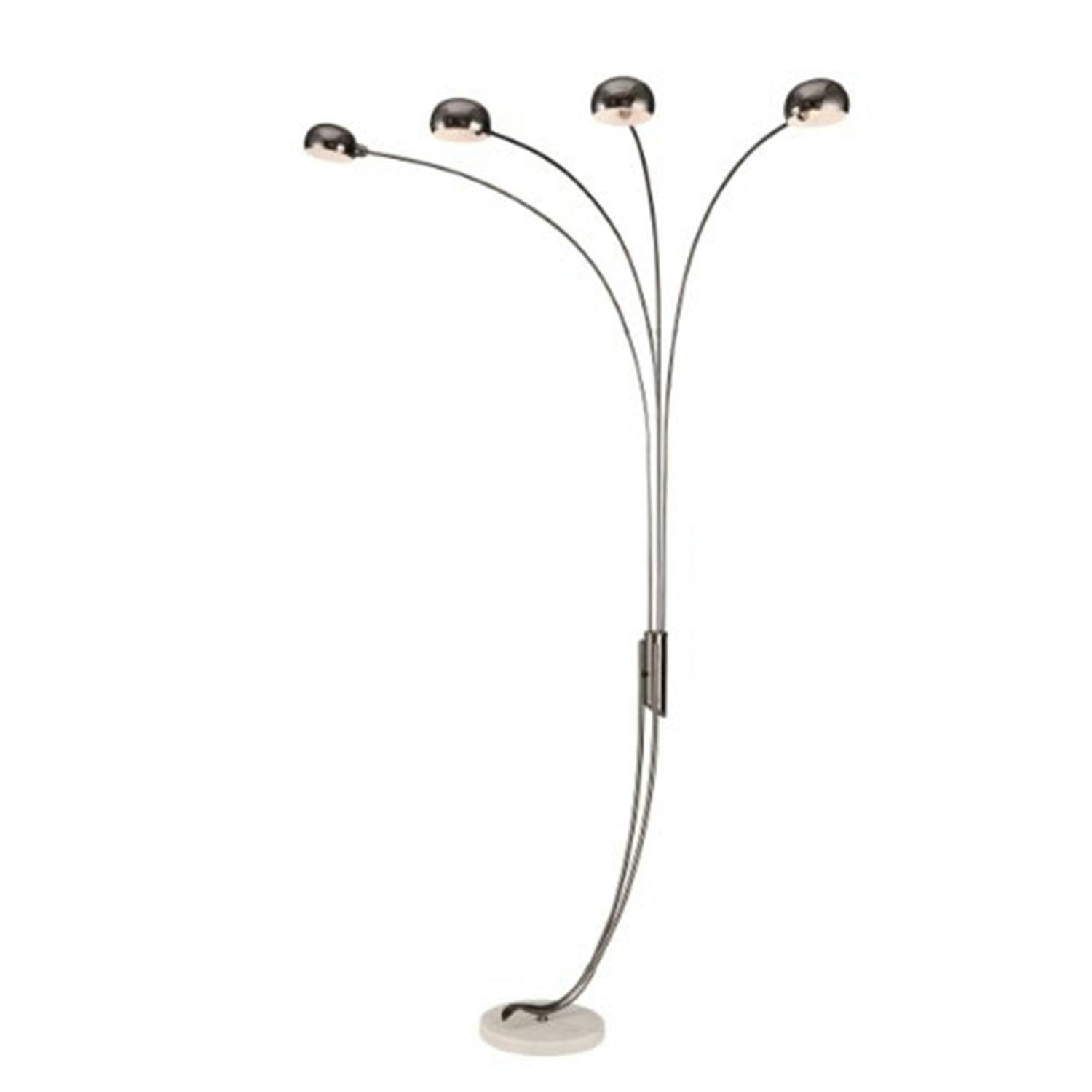 Contemporary Black Chrome Arc Floor Lamp with Marble Base