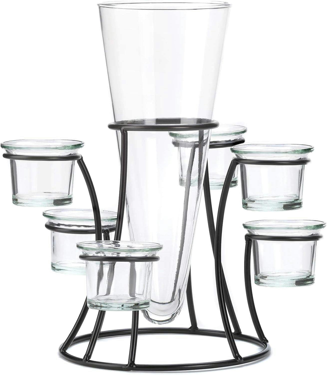 Elegant Winter Glow Circular Candle Stand with Glass Vase