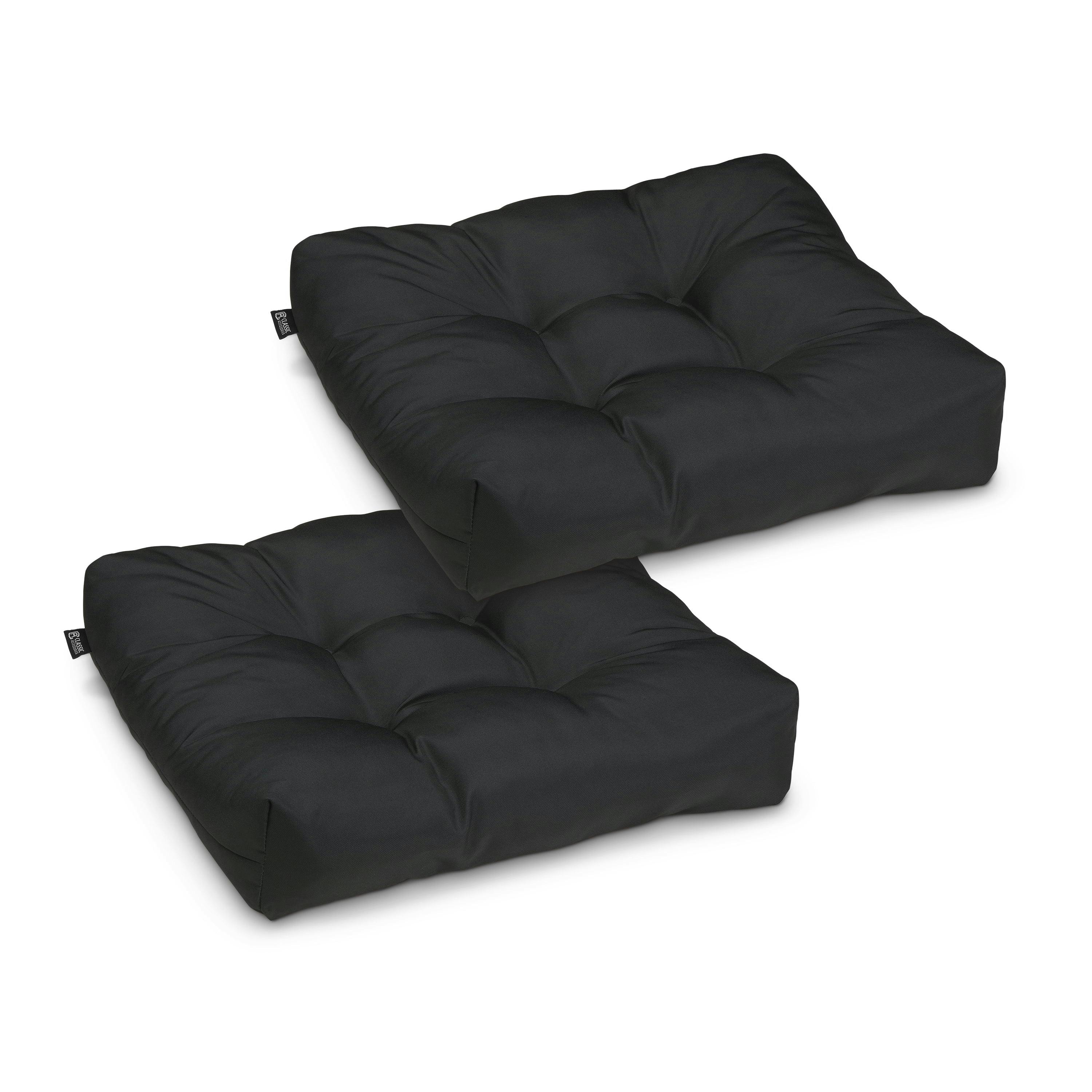 Classic 19'' Square Black Polyester Patio Seat Cushions, 2-Pack