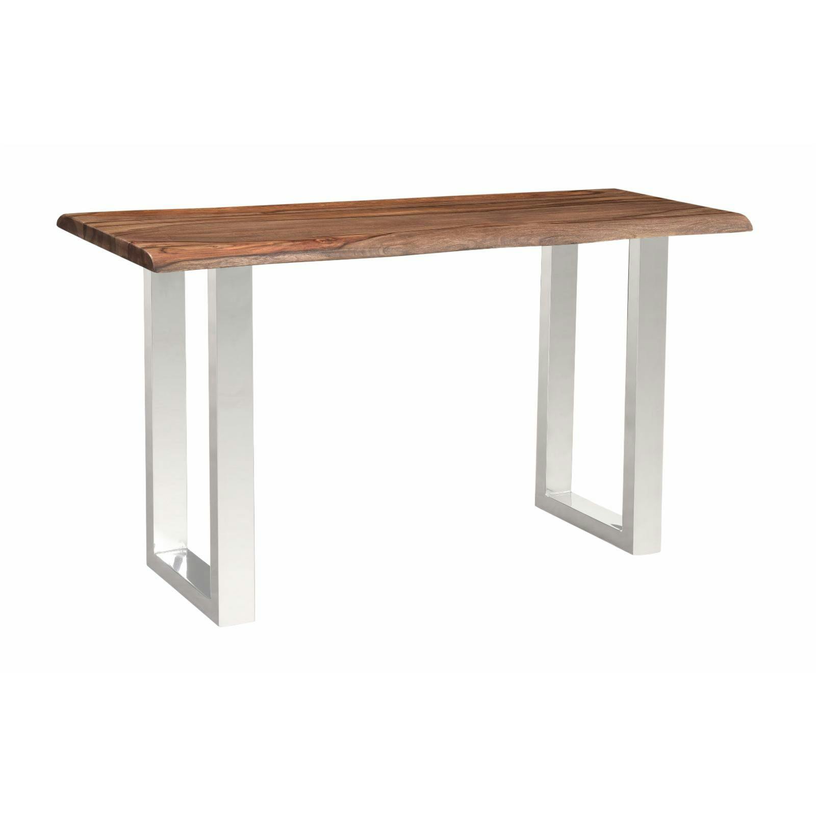 Sheesham Wood and Stainless Steel Console Table with Live Edge