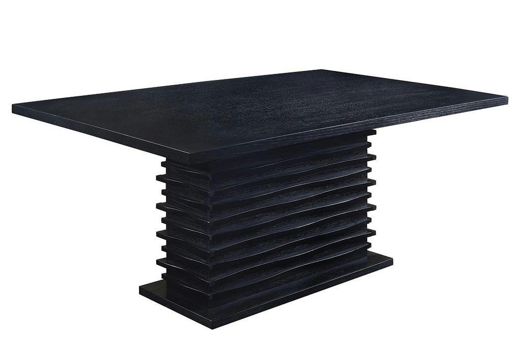 Stanton Wave Black Rectangular Dining Table with Layered Pedestal