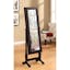 Transitional Full-Length Black Wood Freestanding Jewelry Armoire Mirror