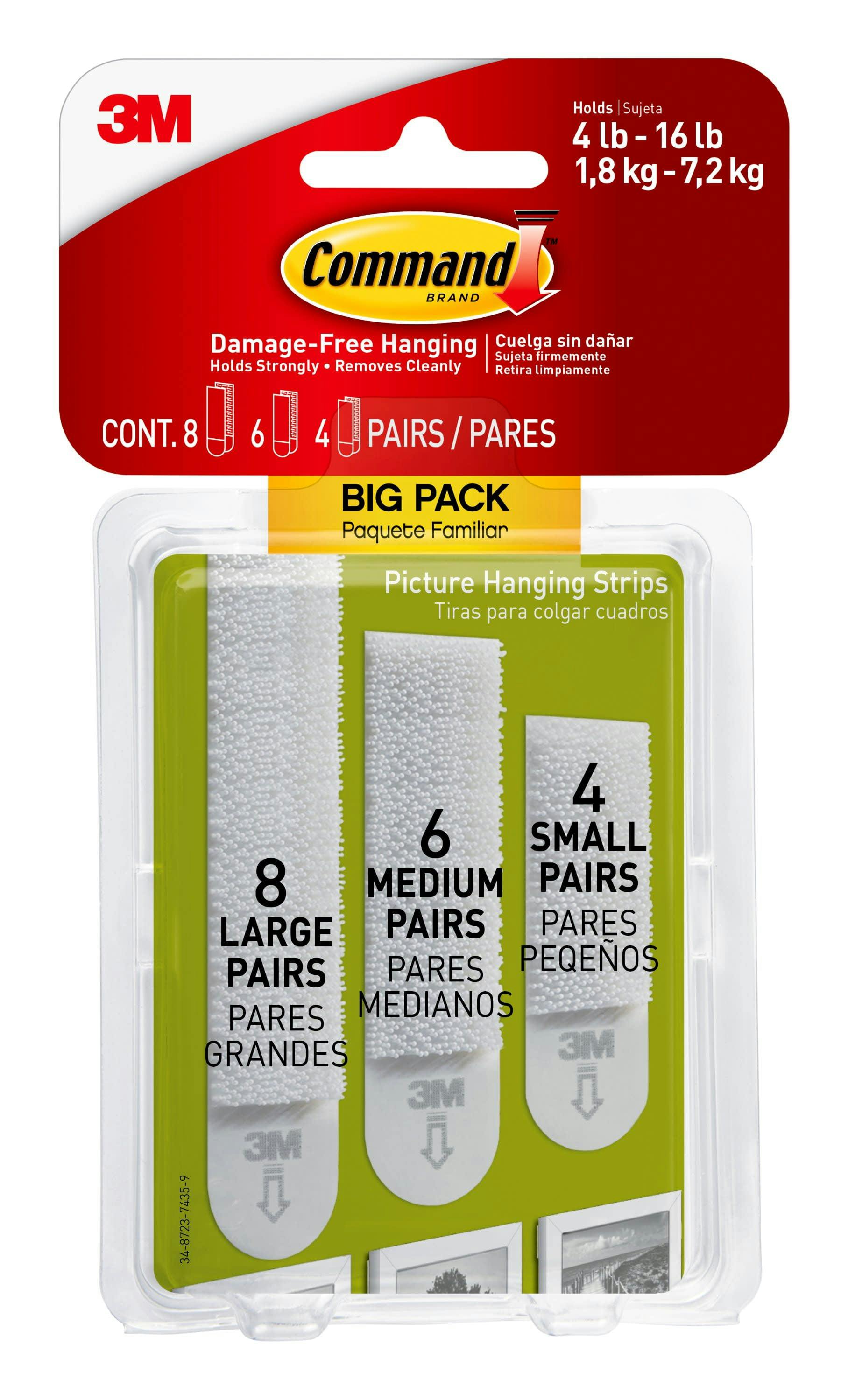 Command Assorted Size White Mounting Adhesive Strips Big Pack