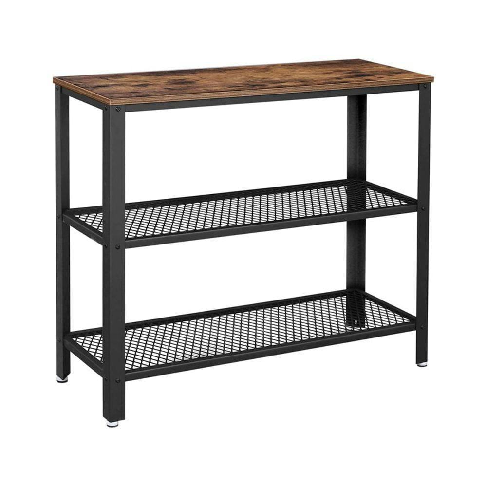 Rustic Brown and Black 40" Industrial Console Table with Storage