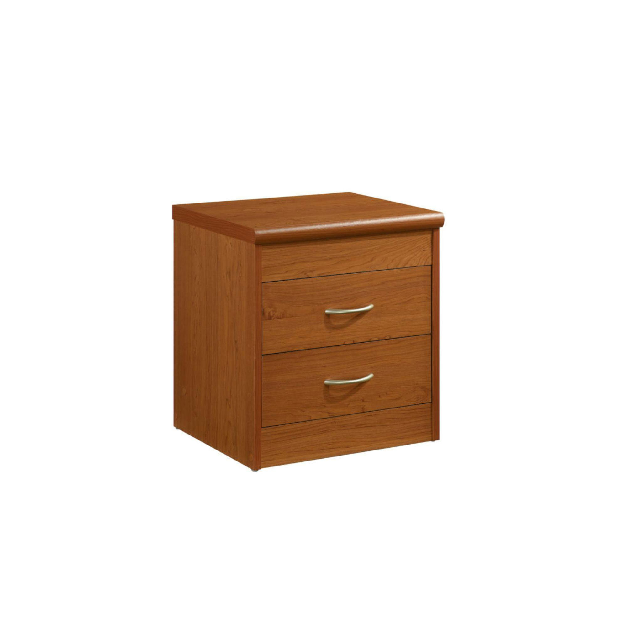 Cherry Red Contemporary 2-Drawer Nightstand with Ring Pulls