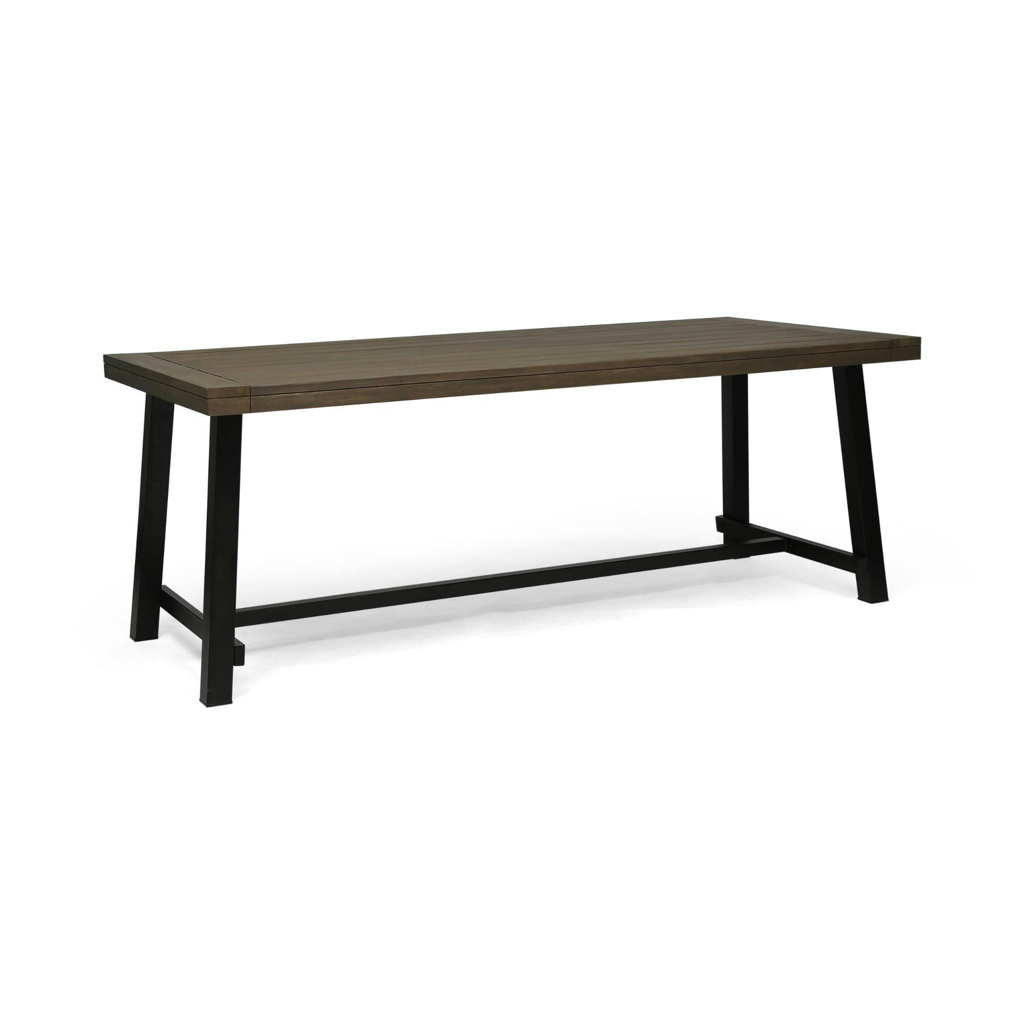 Modern Charcoal Gray and Black Rectangular Outdoor Dining Table, 79"
