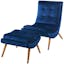 Navy Velvet Tufted Lounge Chair and Ottoman Set