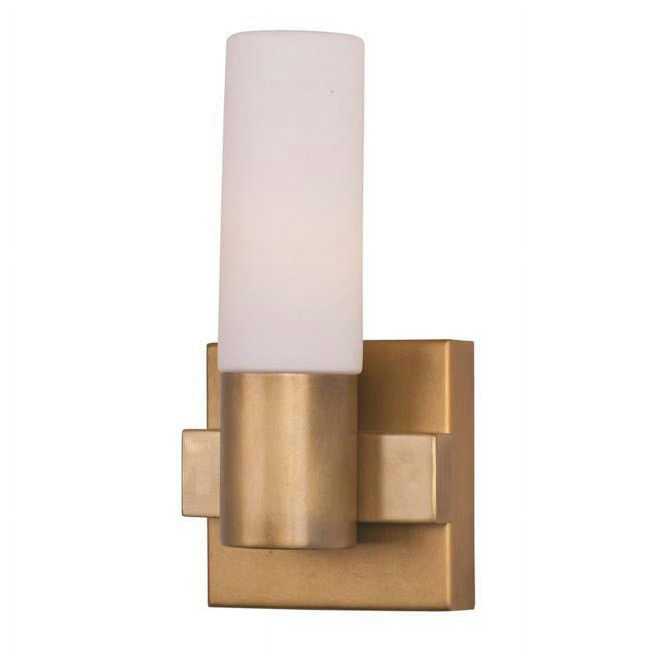 Contessa Transitional 1-Light Sconce in Natural Aged Brass with Satin White Shade