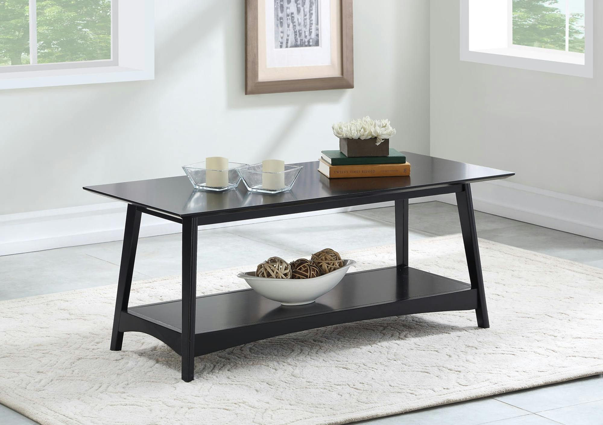 Alpine Essence Mid-Century Modern Rectangular Coffee Table with Storage Shelf
