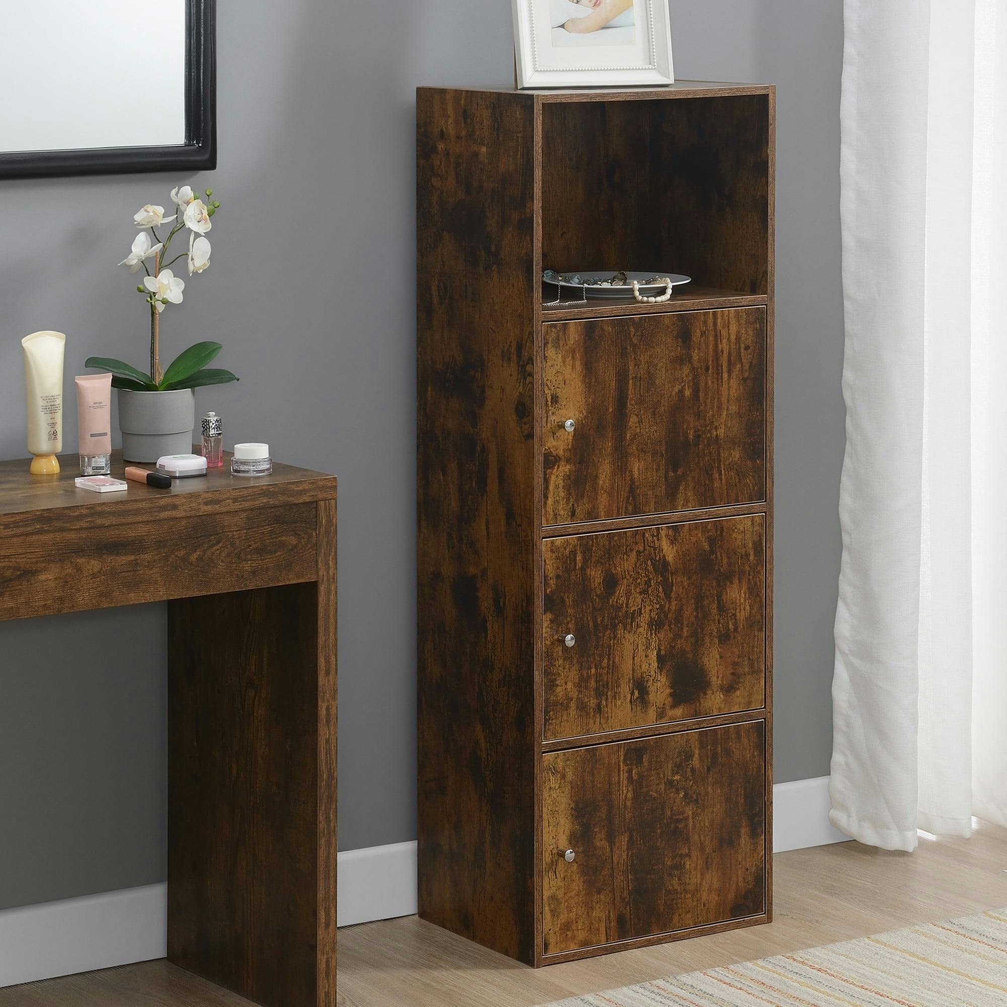 Barnwood Traditional 3-Door Lockable Office Cabinet with Shelf