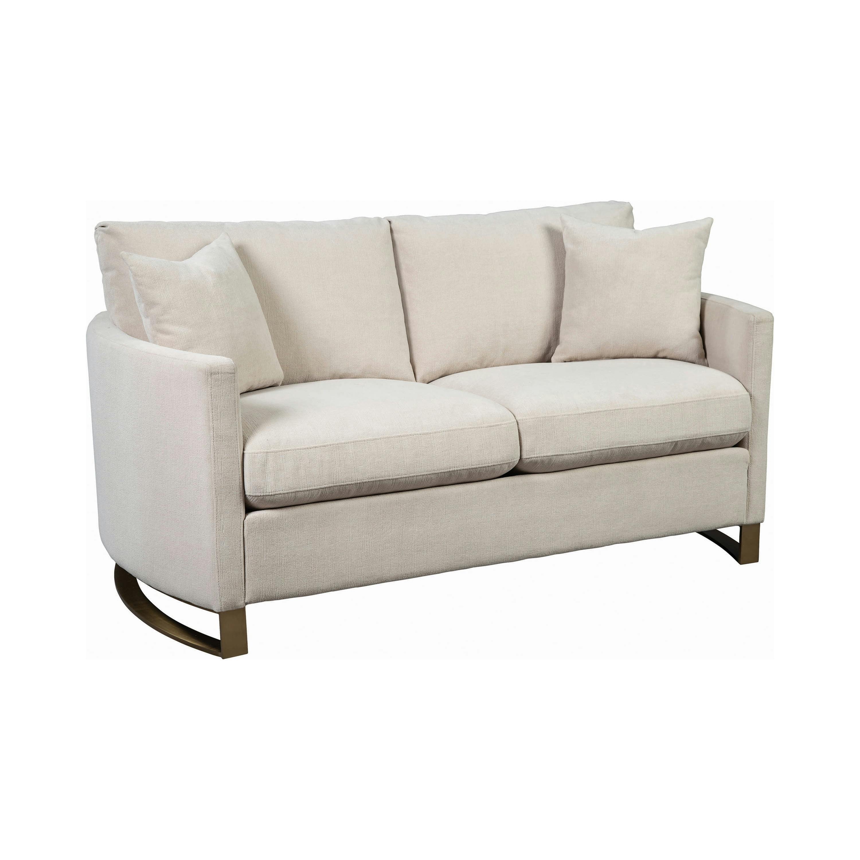 Elegant Beige Chenille and Pine Wood Loveseat with Removable Cushions