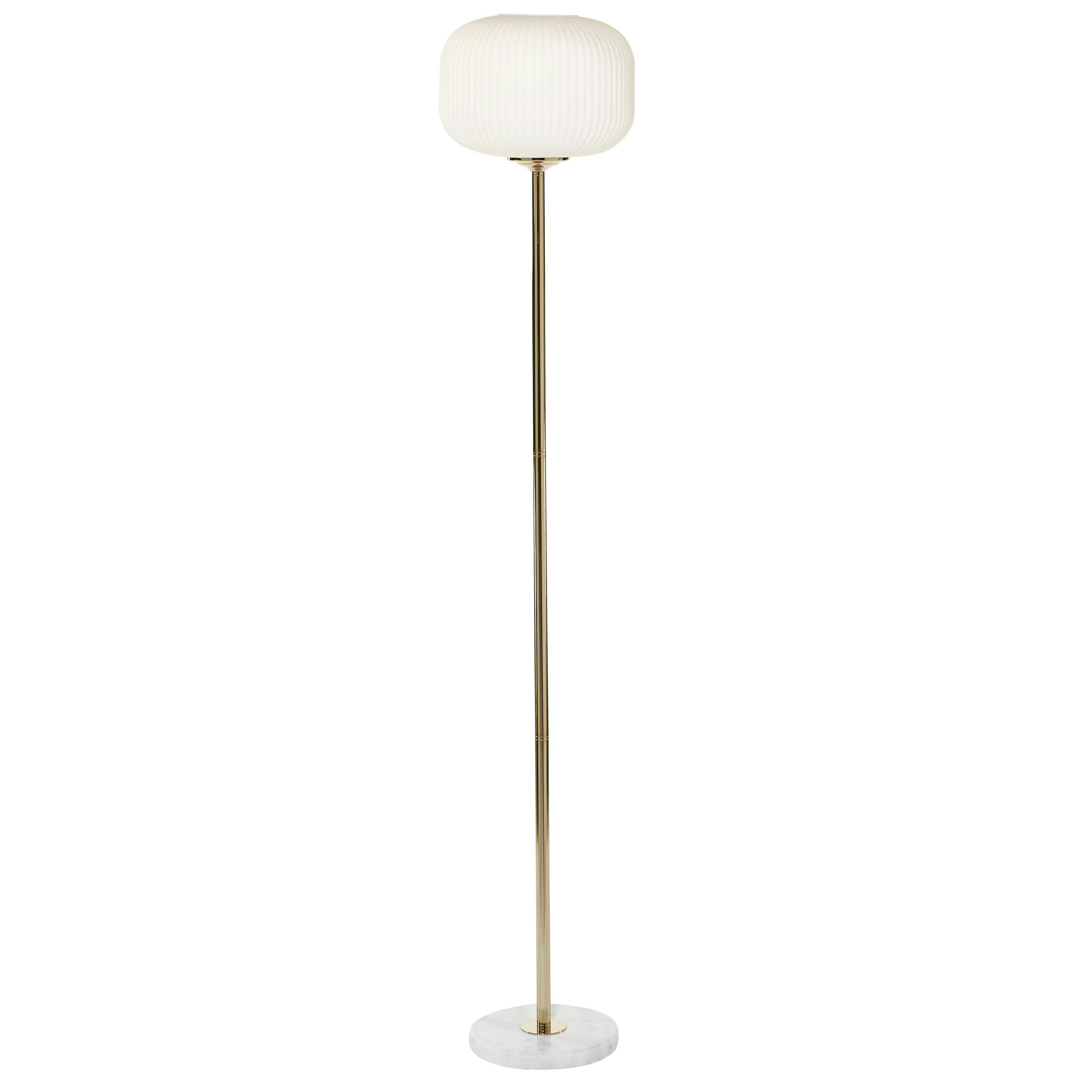 Elegant 64" Torchiere White Floor Lamp with Frosted Glass Shade