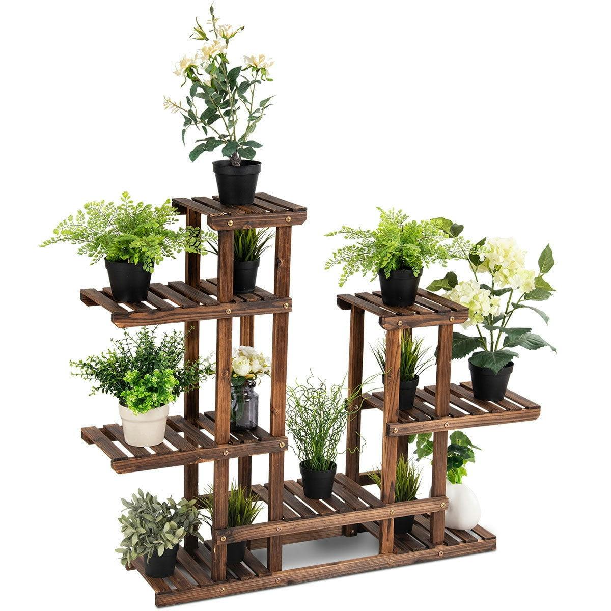 Rustic Fir Wood 6-Tier Plant & Display Stand for Indoors & Outdoors