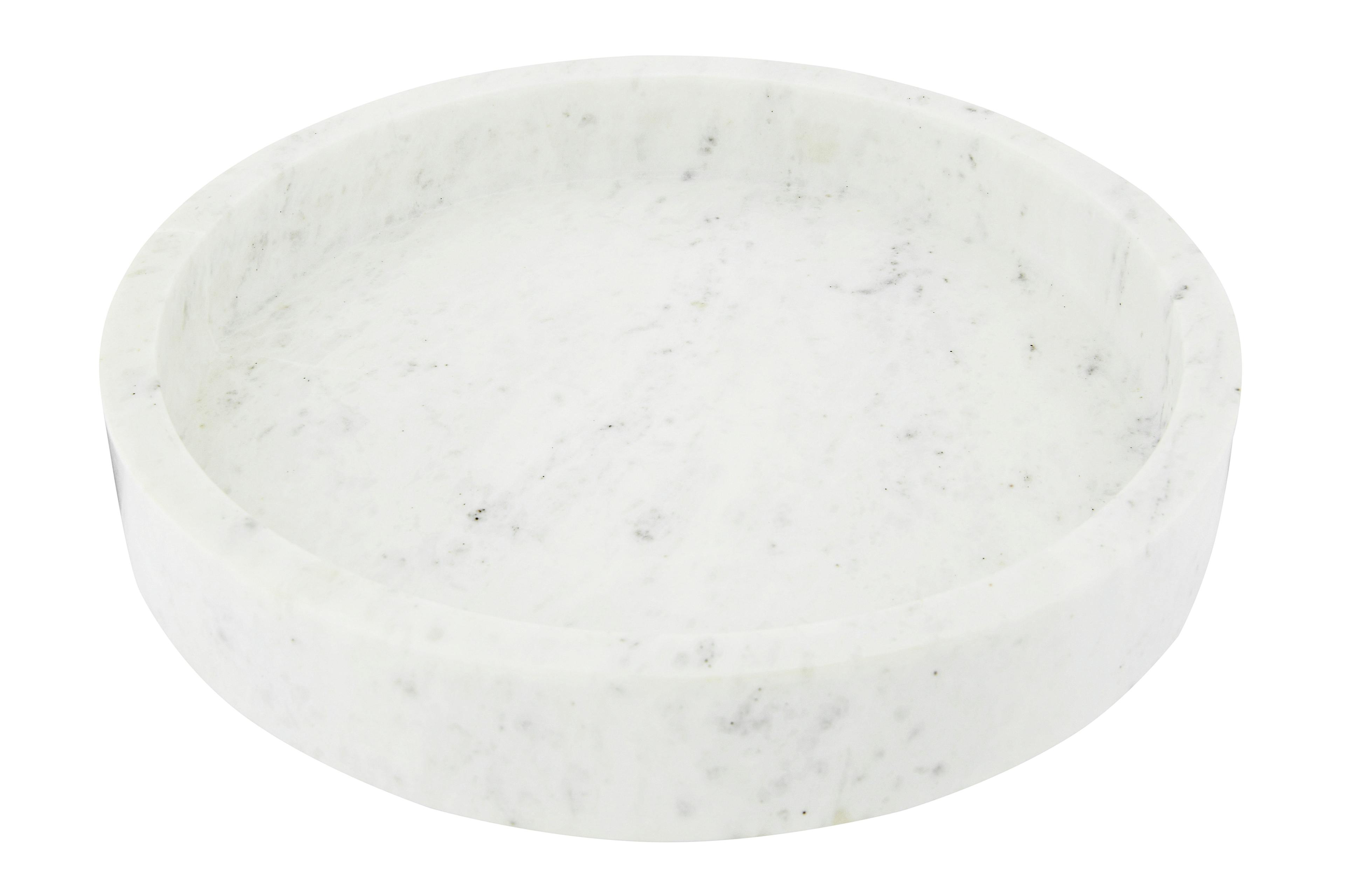 Elegant 12" Round White Marble Serving Tray with Raised Edge