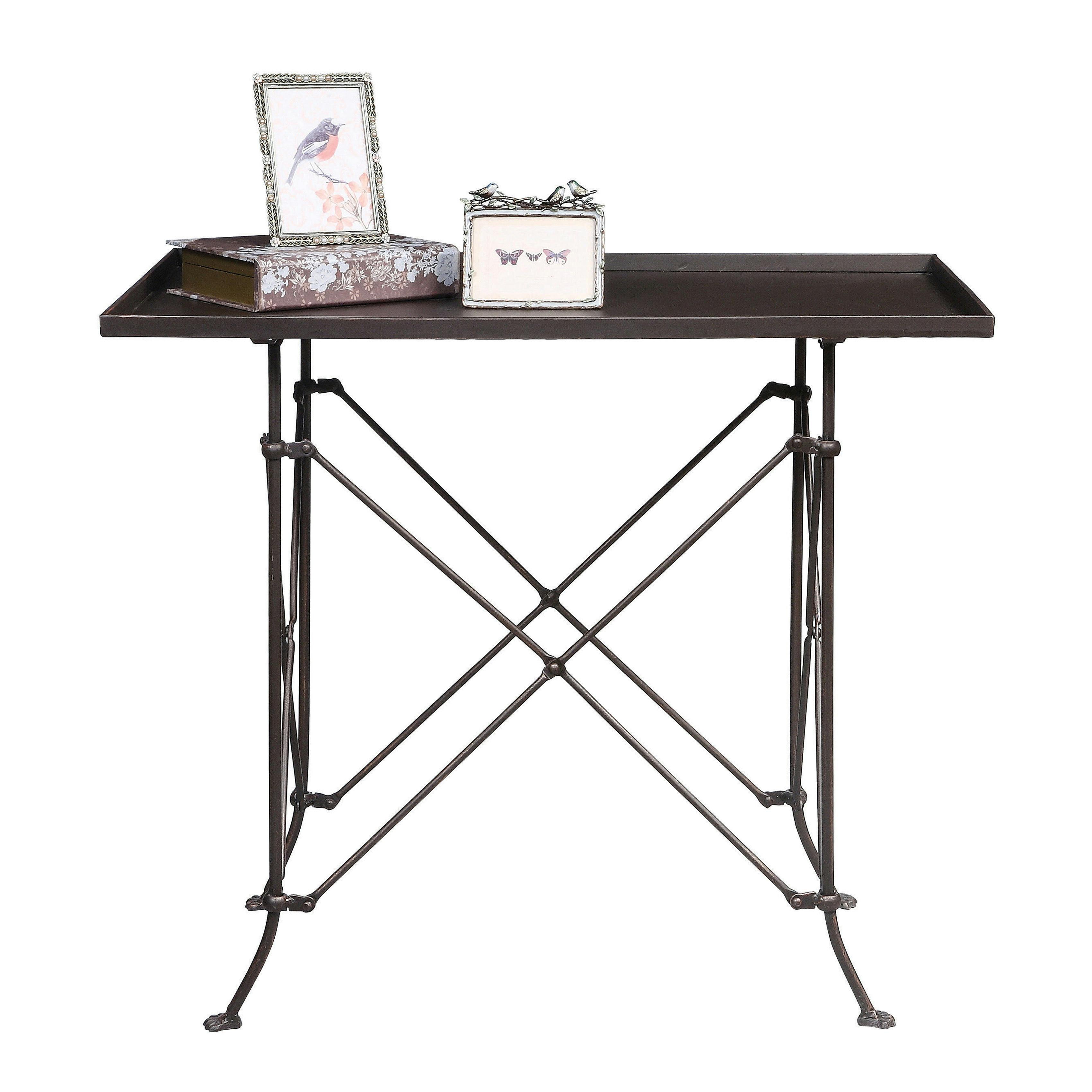 Elegant Bronze-Finish Metal Console Table with Storage Tray, 31.5"