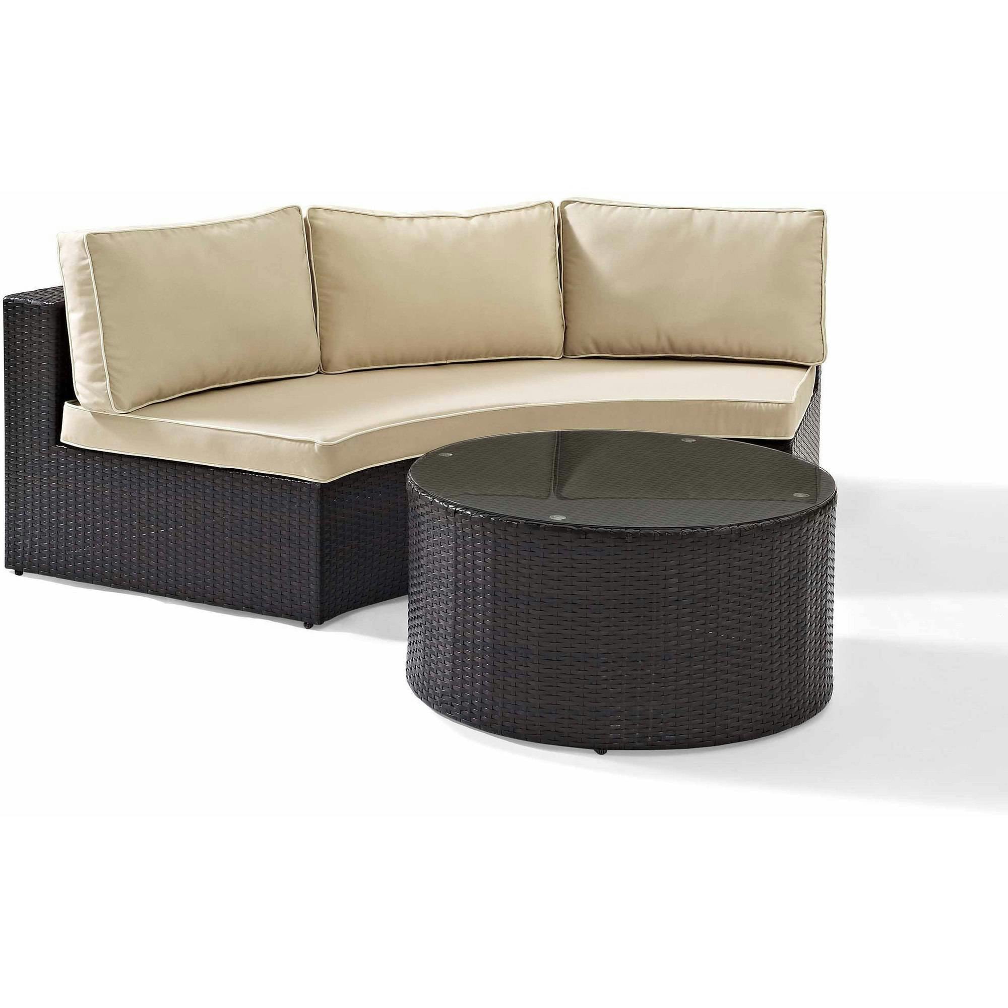 Catalina Classic Cream Outdoor Wicker 3-Person Sectional Sofa Set