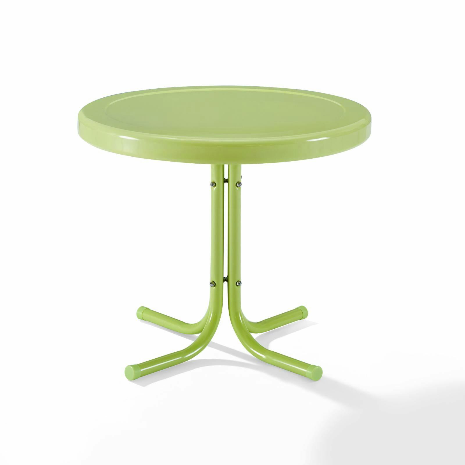 Key Lime Gloss Retro Round Metal Patio Side Table
