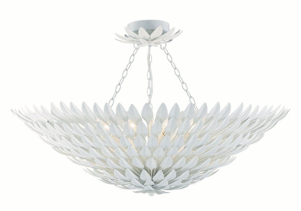 Elysian Matte White 8-Light Crystal LED Chandelier for Indoor/Outdoor
