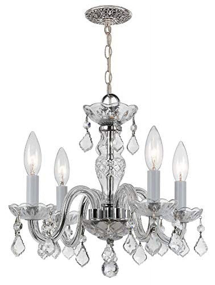 Elegant Mini 4-Light Polished Chrome Chandelier with Clear Hand Cut Crystals