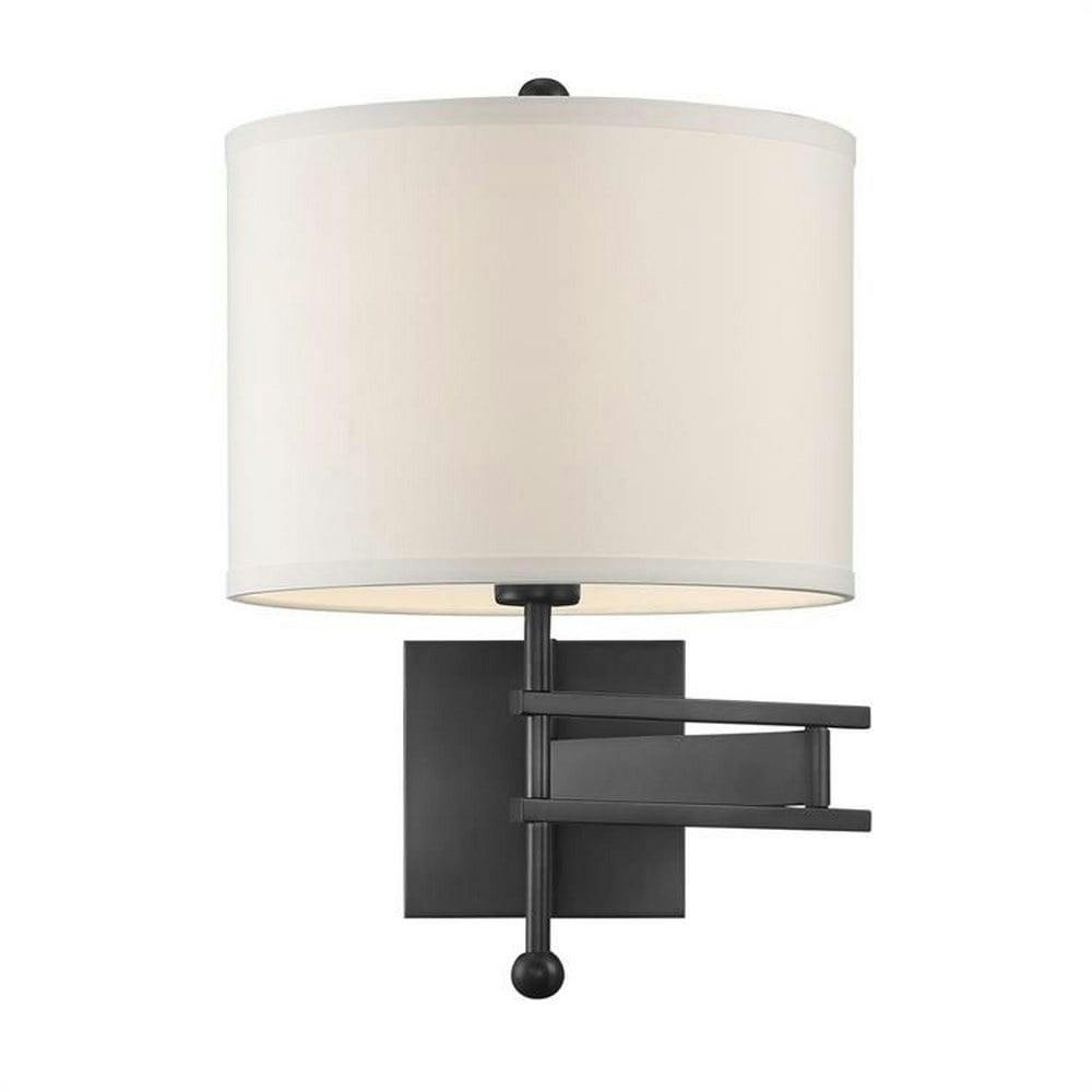 Matte Black and White Silk Dimmable Swing Arm Wall Light