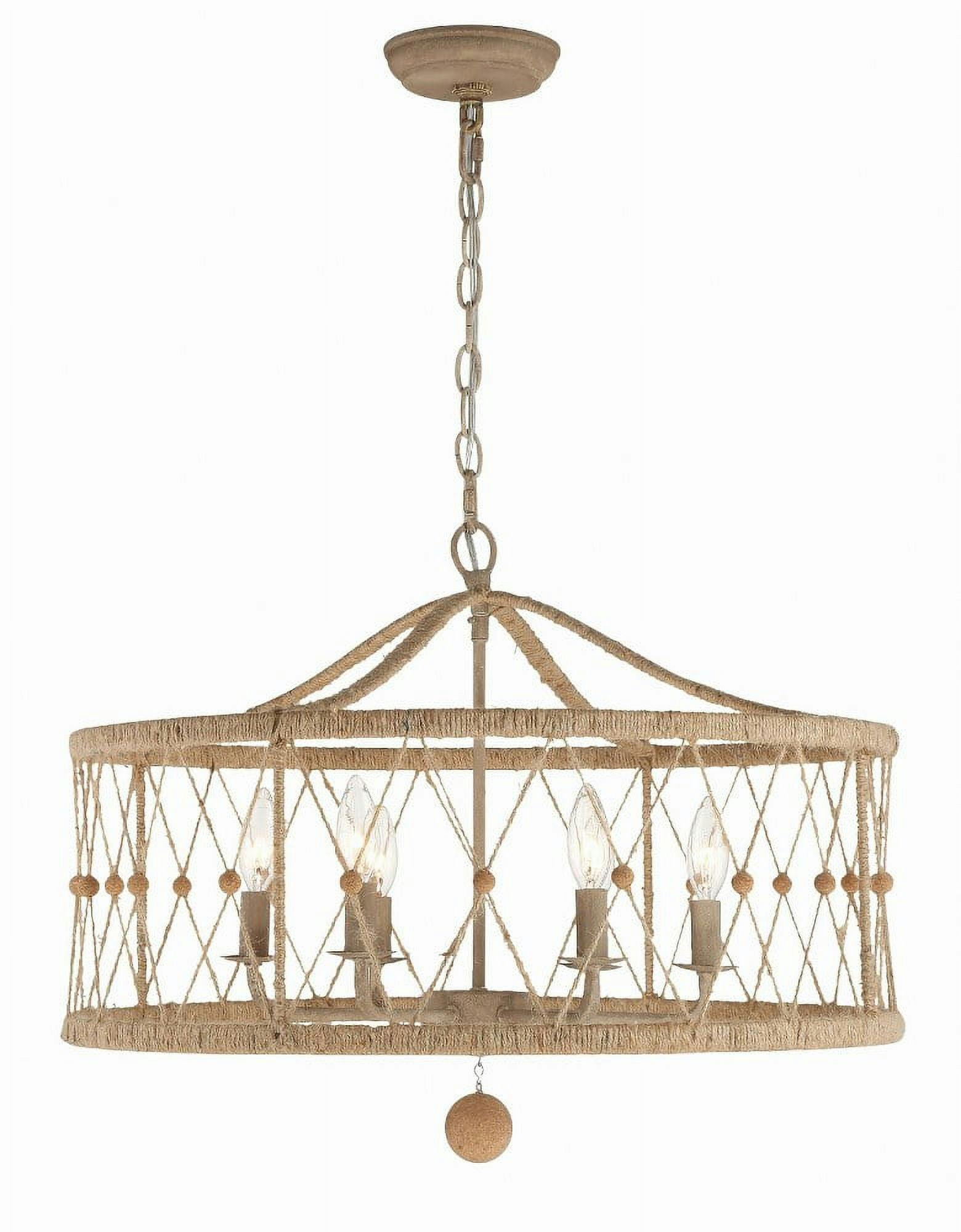 Brixton 6-Light Burnished Silver Drum Chandelier with Jute Accents