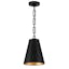 Matte Black and Antique Gold Drum Pendant with Iron Shade