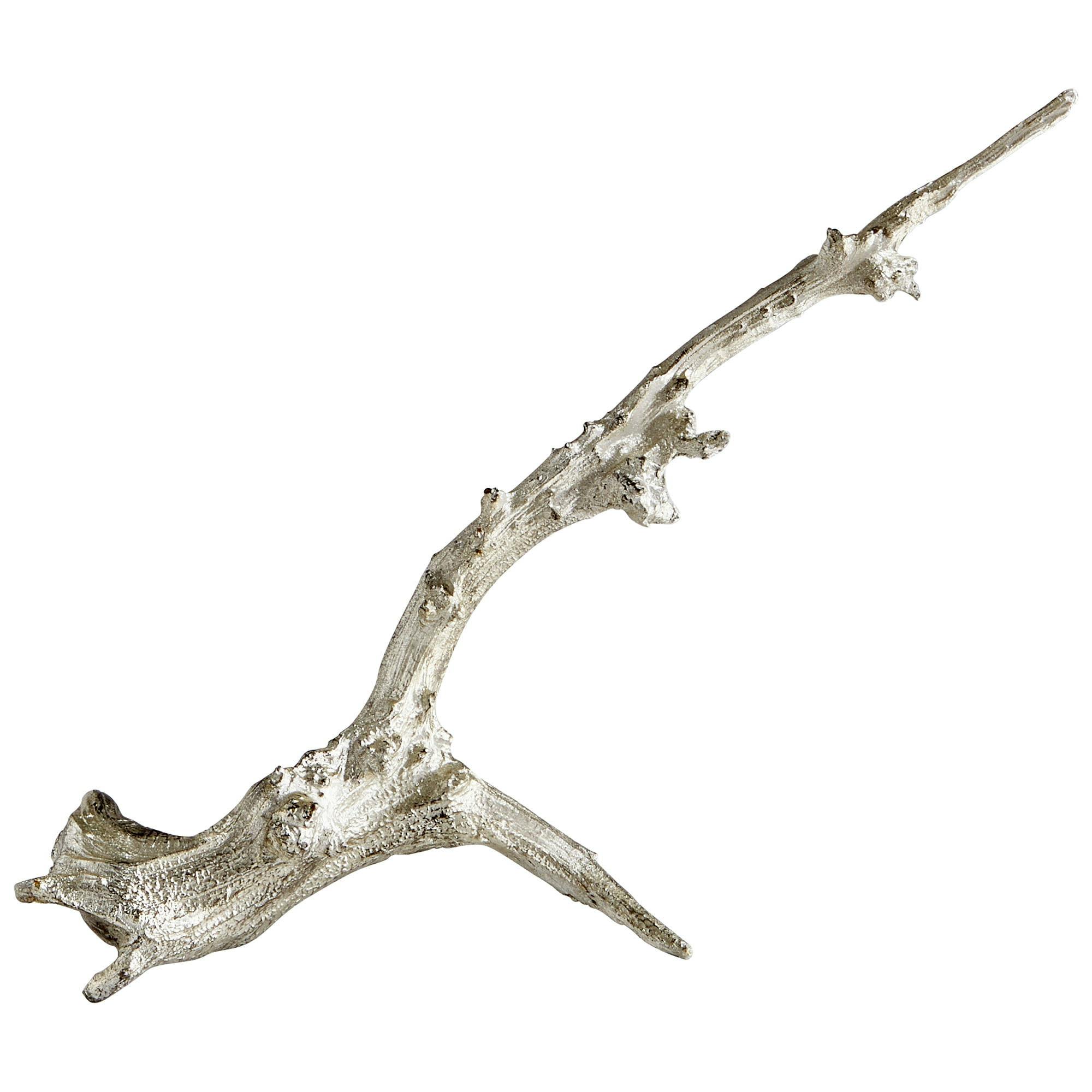 Contemporary Silver Leaf Resin Decorative Branch Sculpture