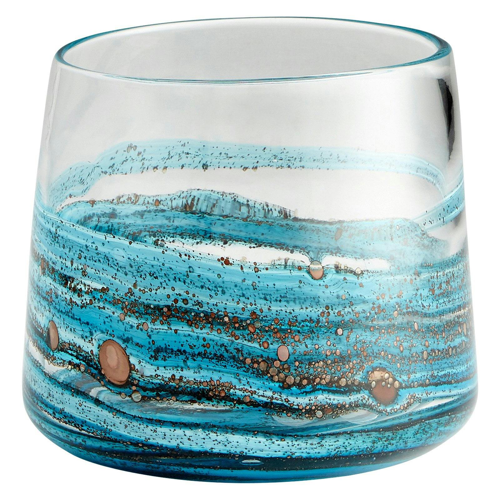Contemporary Blue Glass 8.5" Decorative Table Vase