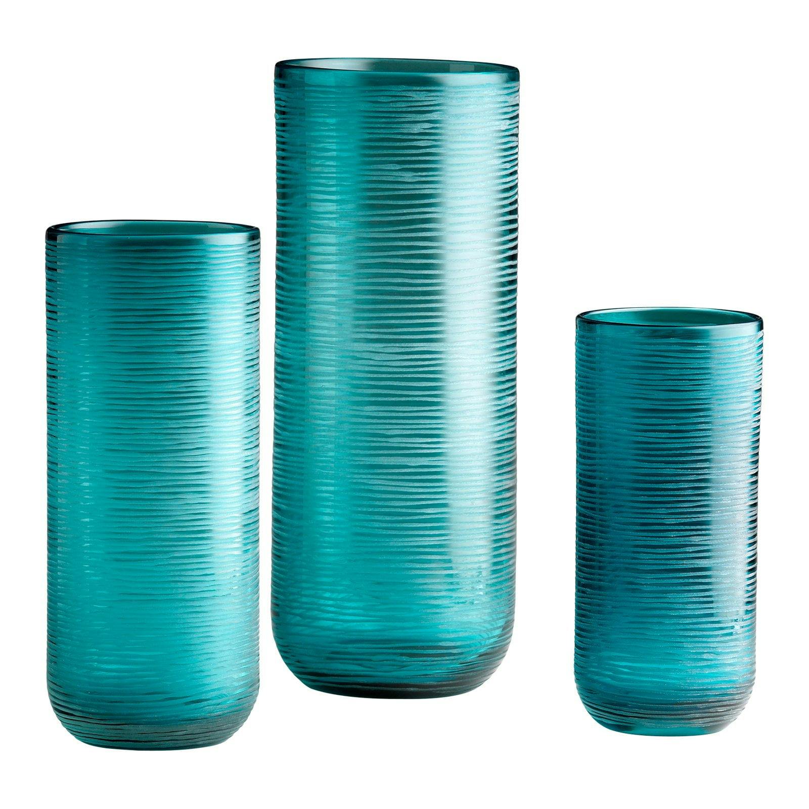 Contemporary Aqua Blue Glass Bouquet Vase 14.5" High