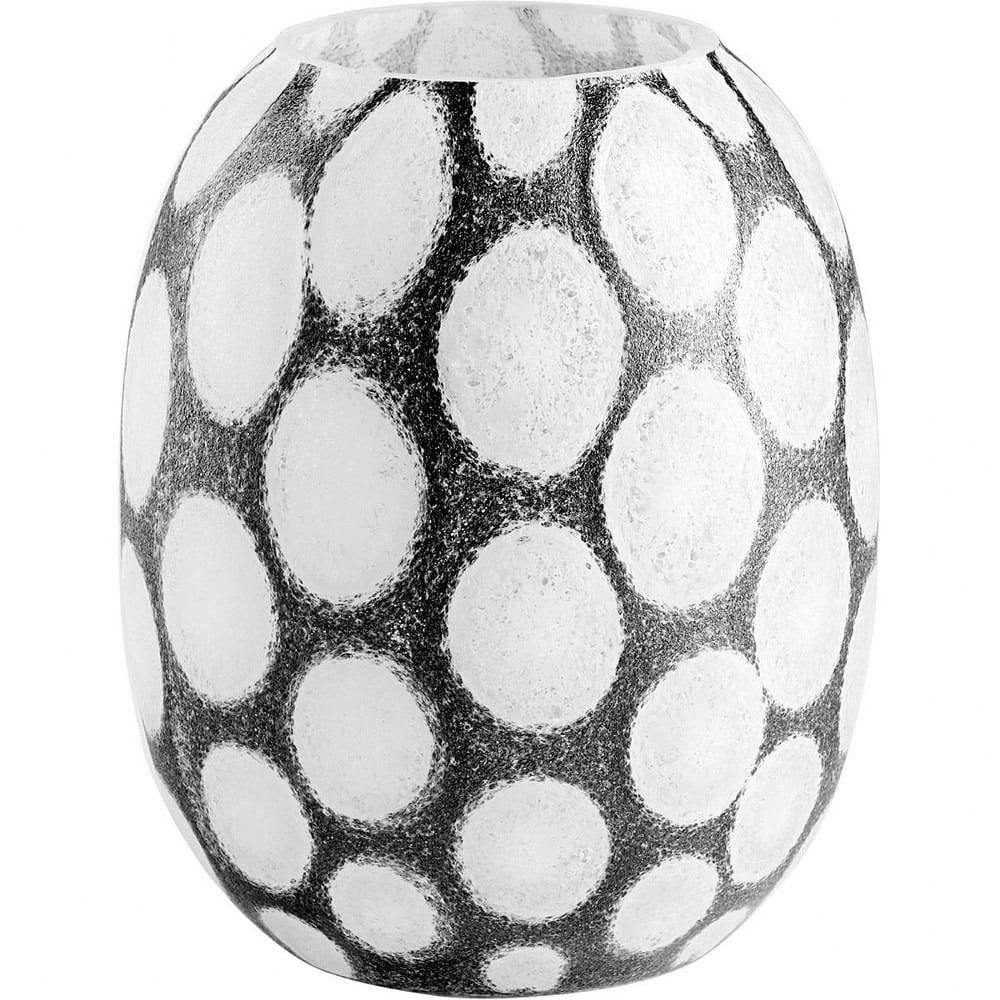Brunson Contemporary 8" Glass Vase with Brown & White Polka Dots
