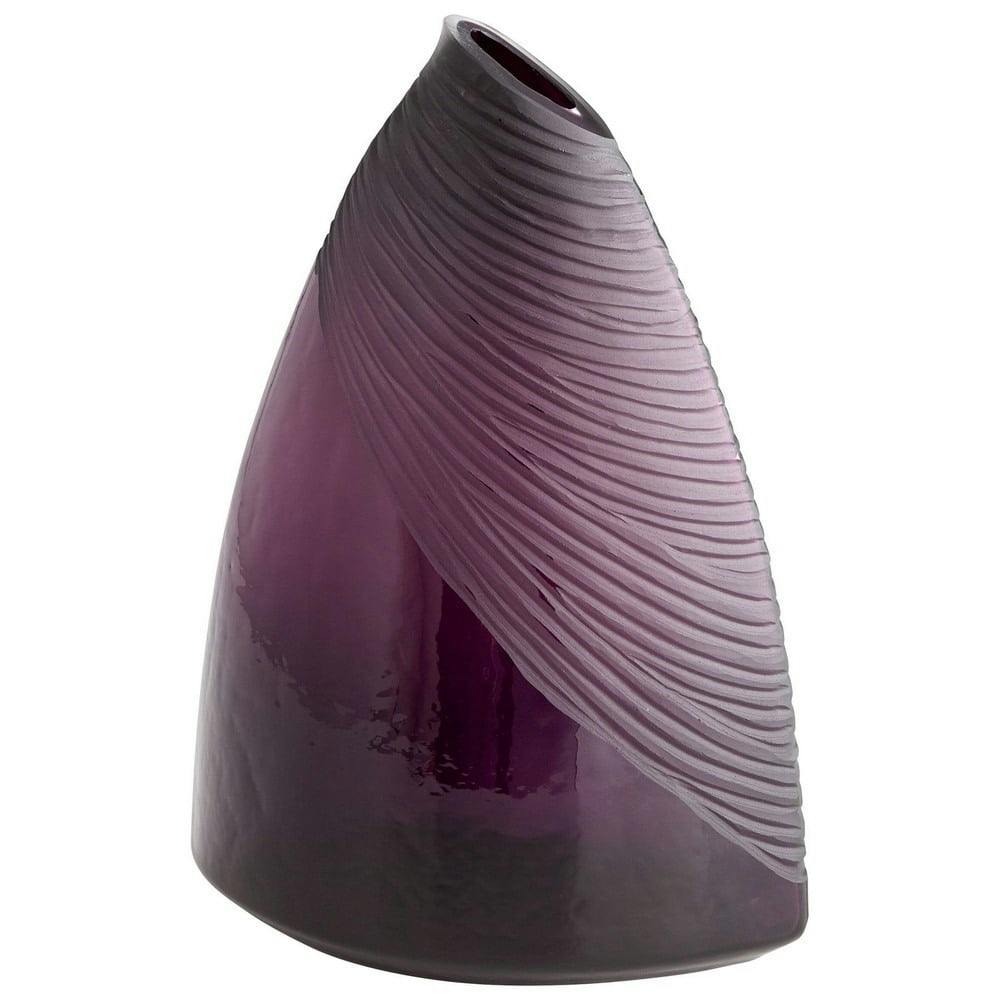 Contemporary Amethyst Glass Decorative Vase - 10.25" Wide