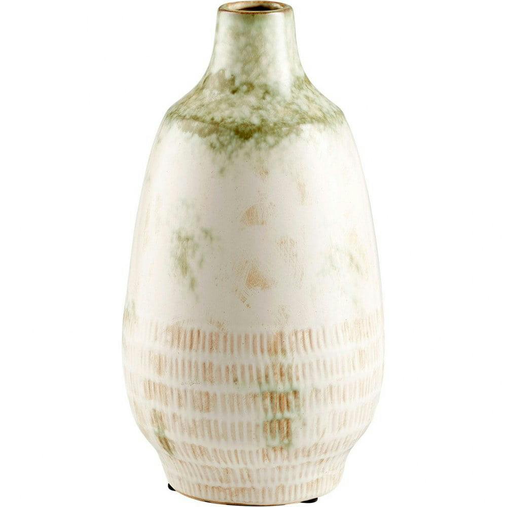 Contemporary White Ceramic Decorative Vase 6"W x 11"H