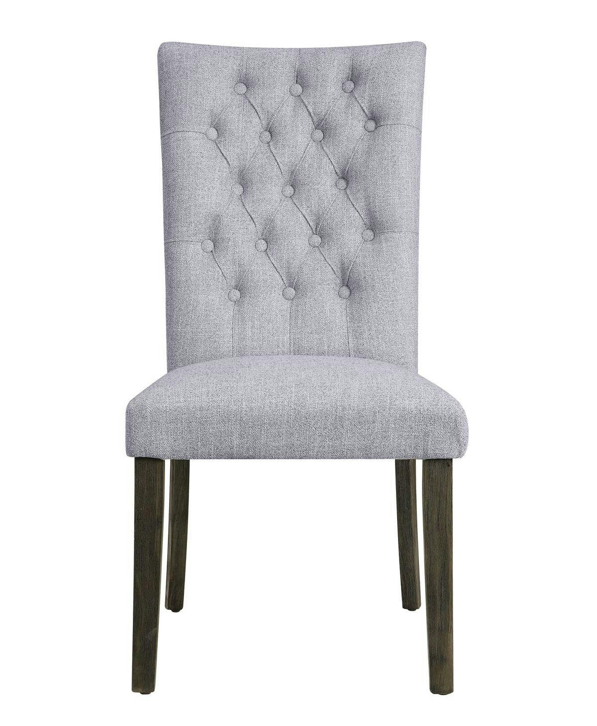 Heather Gray Linen Upholstered Parsons Side Chair with Button Tufting