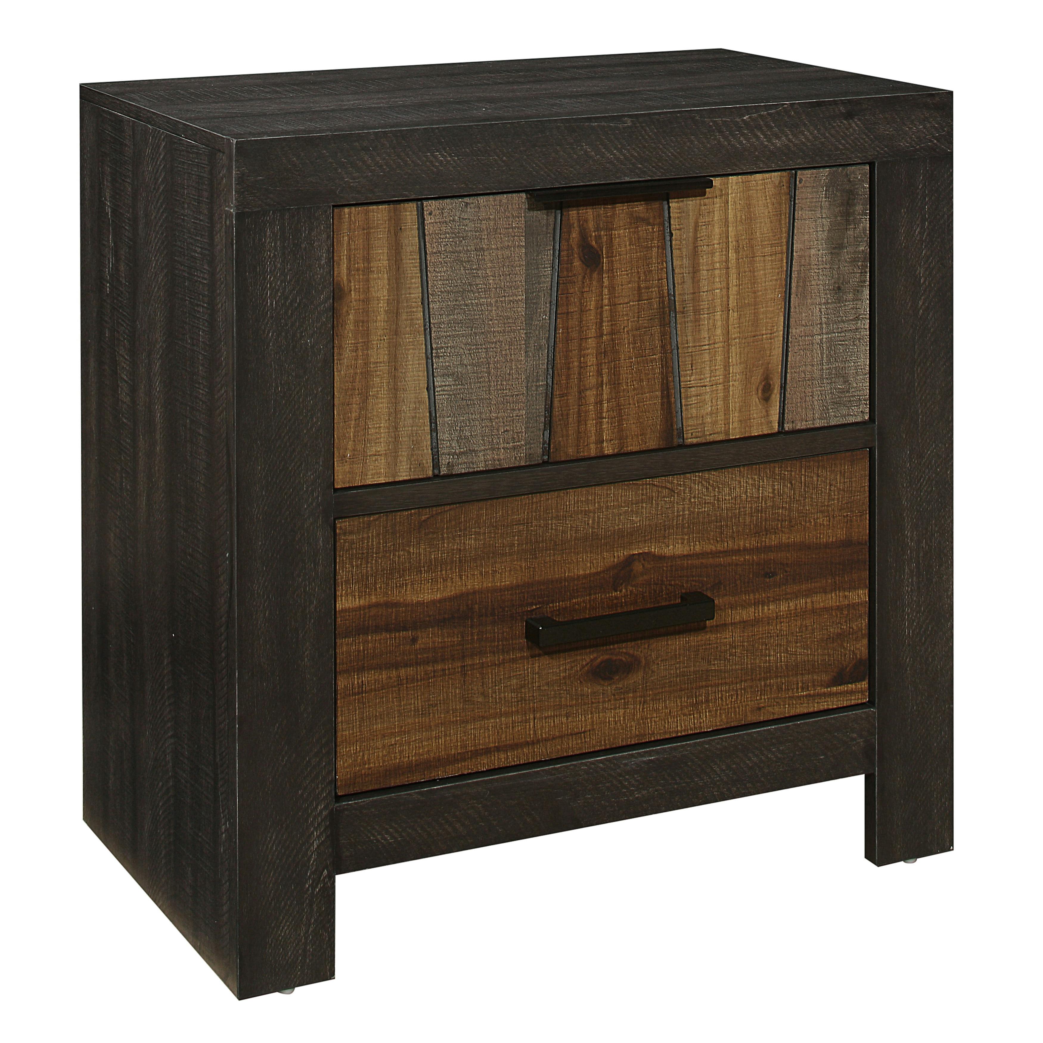 Transitional Multi-Tone 2-Drawer Nightstand with Metal Glides