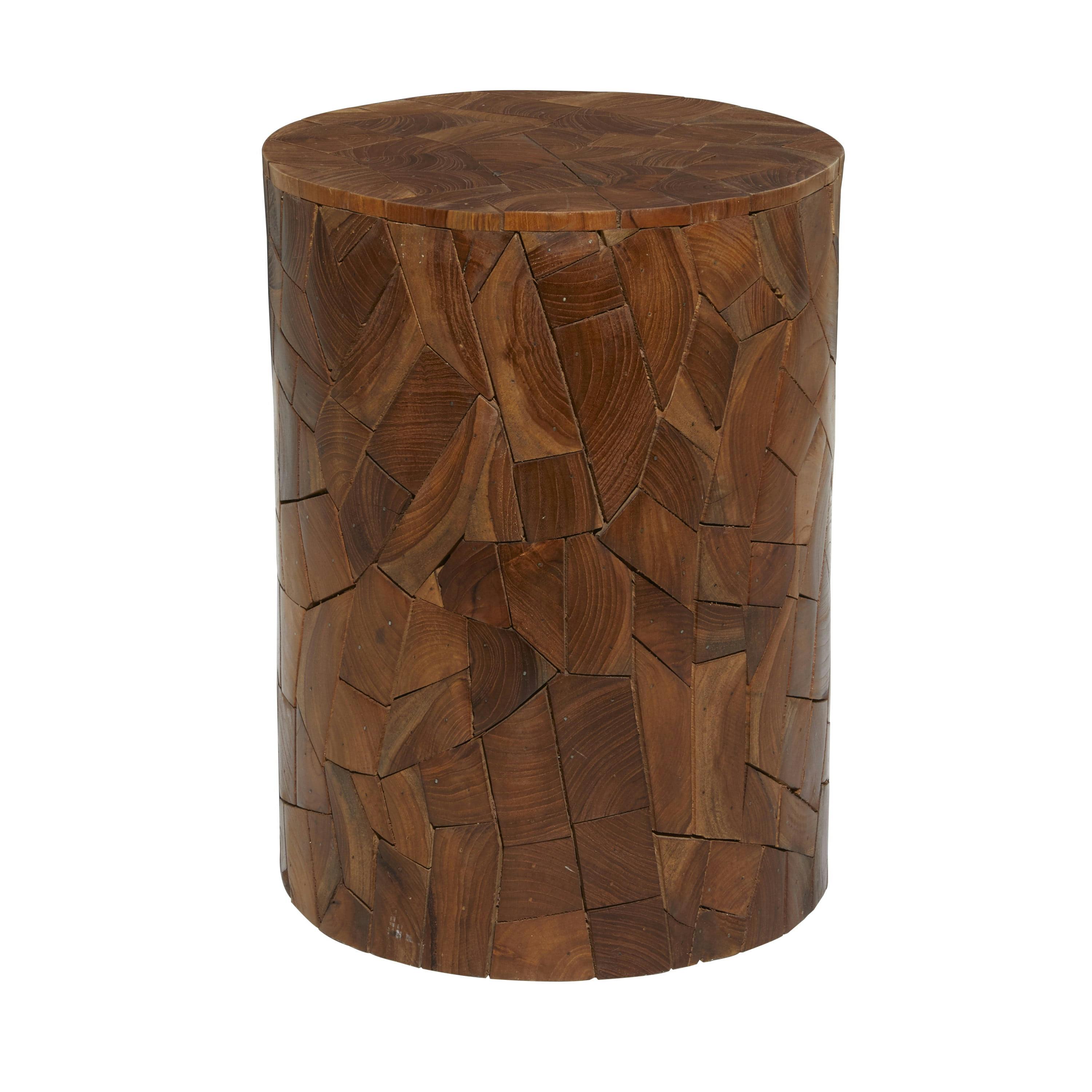 Eco Chic Teak Mosaic 12" Round Handcrafted Accent Table