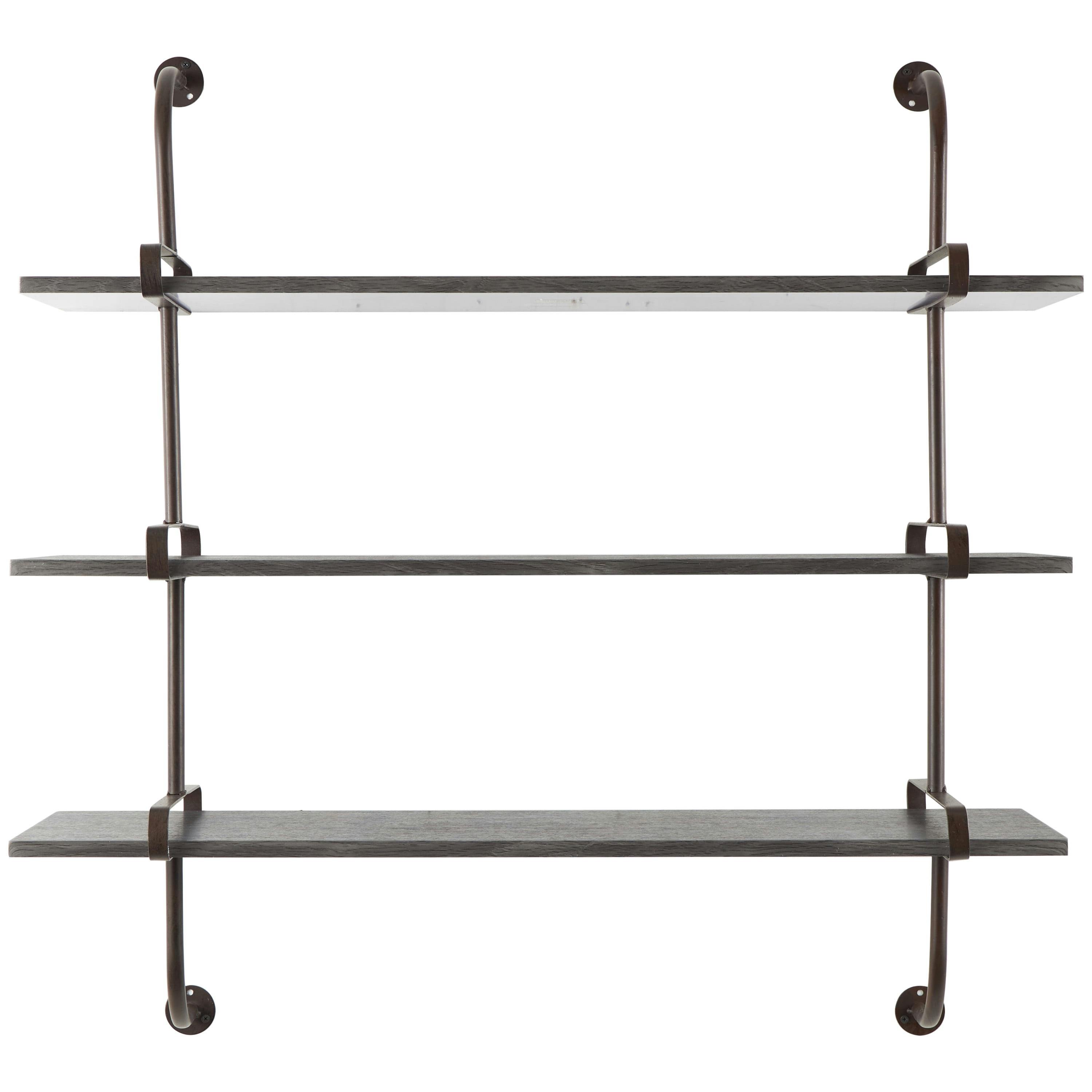 Sleek Gray 38" Industrial Wood Floating Wall Shelf