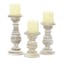 Winter Elegance Cream Mango Wood Pillar Candlestick Trio