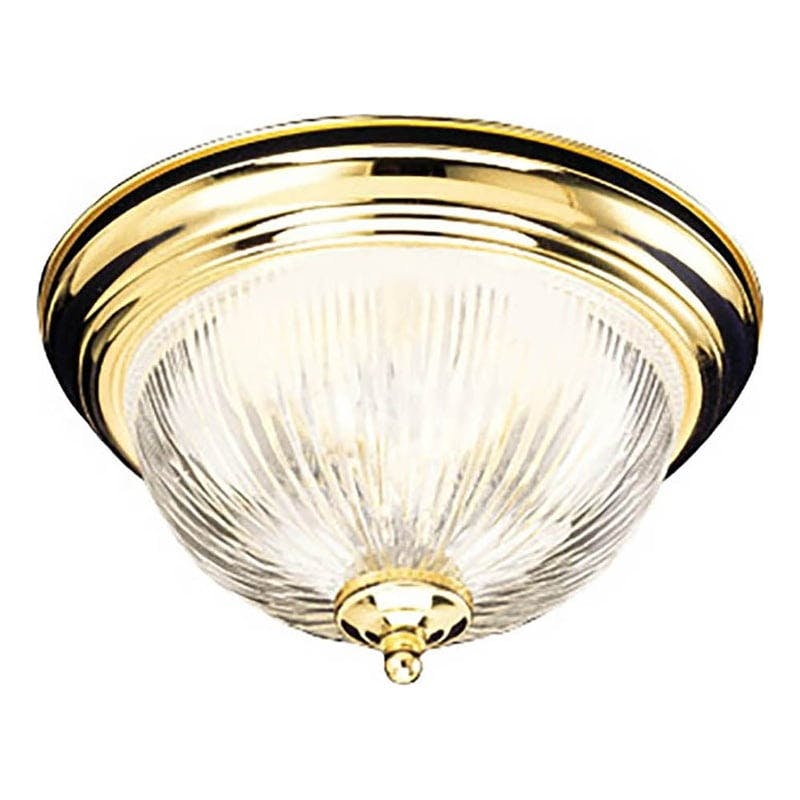 Classic Spherical 5.9" Polished Brass Ceiling Mount with Clear Ribbed Glass