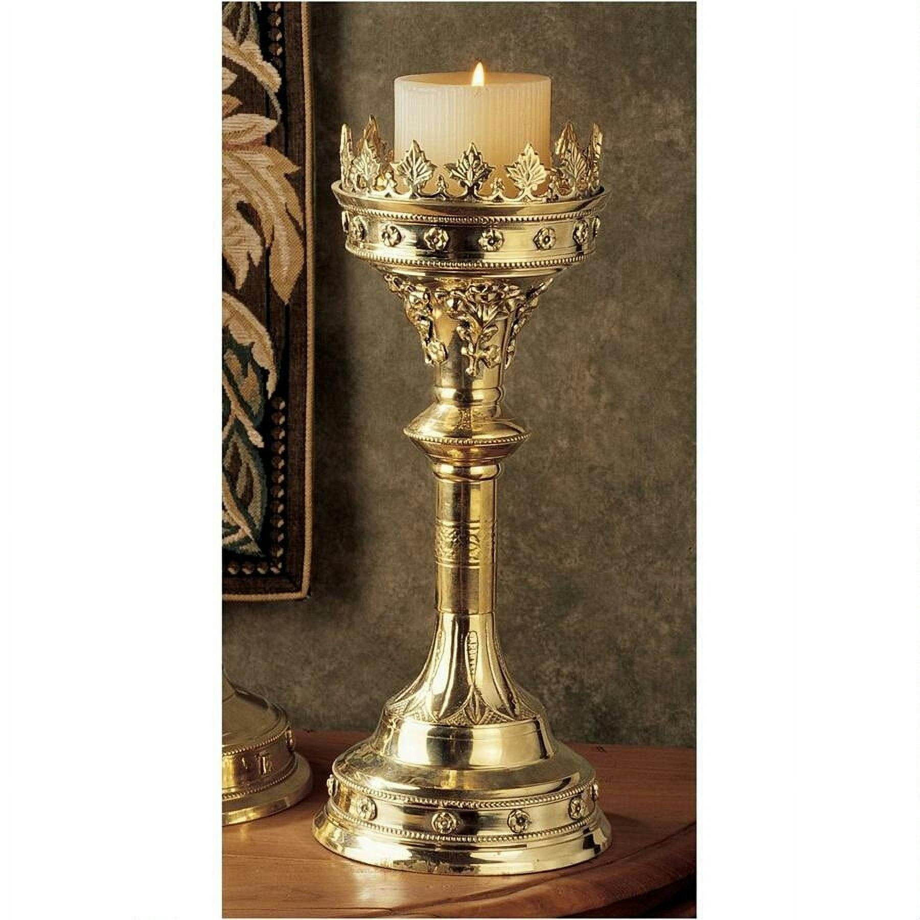 Regal Crown Brass Candlestick with Beaded Edges and Fretwork - 20"x12"