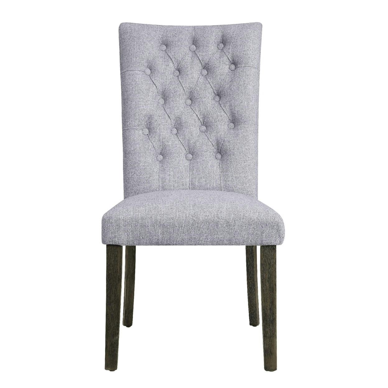 Heather Gray Linen Upholstered Parsons Side Chair with Button Tufting