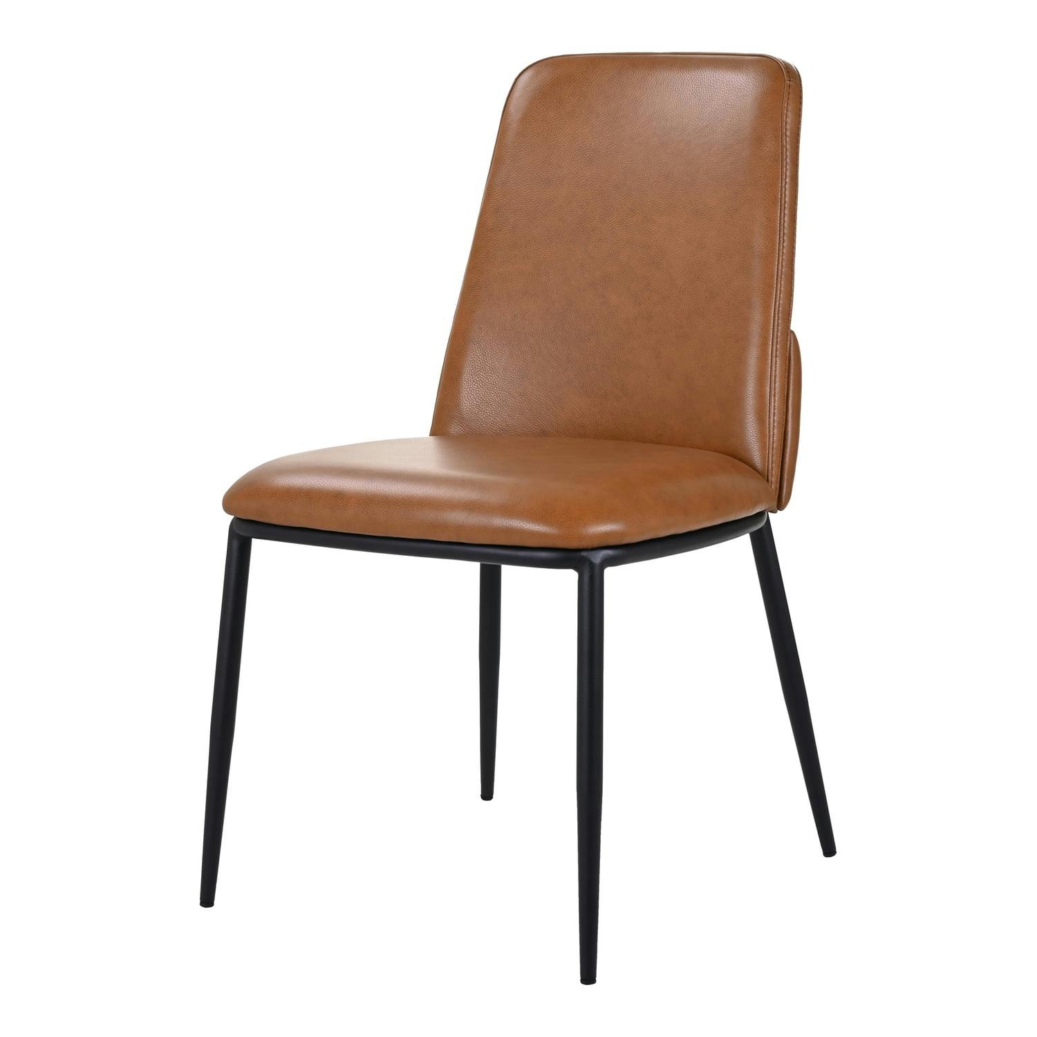 Douglas Modern High-Back Brown Leather Dining Chair