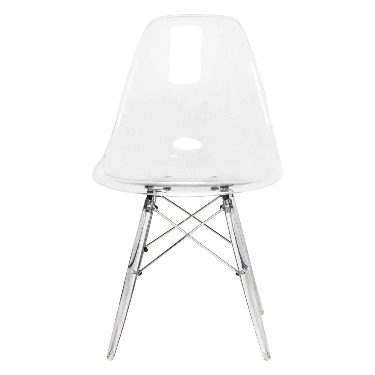 Dover High Back Cross Side Chair in Matte Clear Plastic