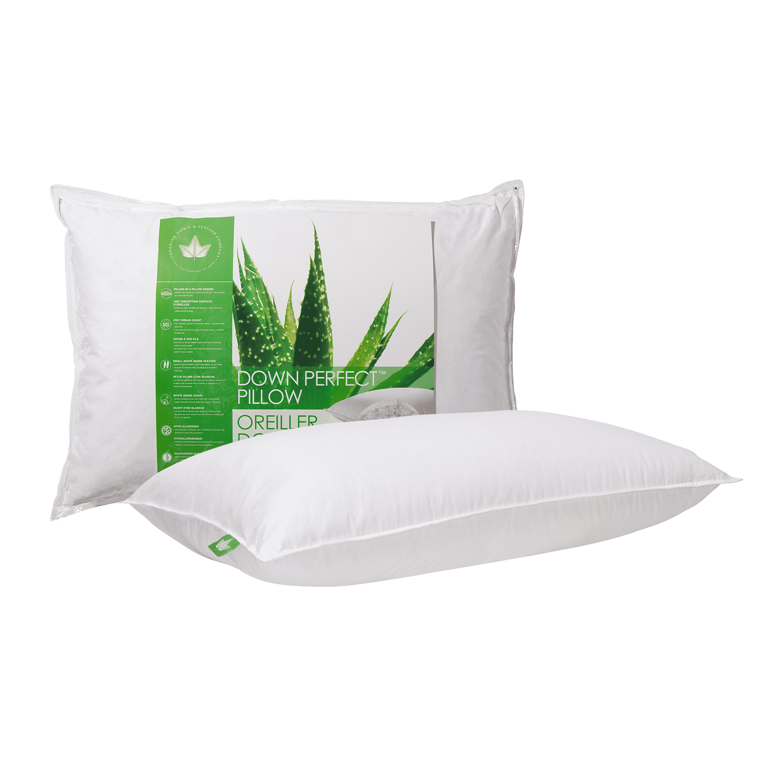 Luxurious King-Sized Down Perfect Firm Support Pillow, White