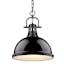 Matte Black Transitional Large Bowl Pendant with Glass Diffuser
