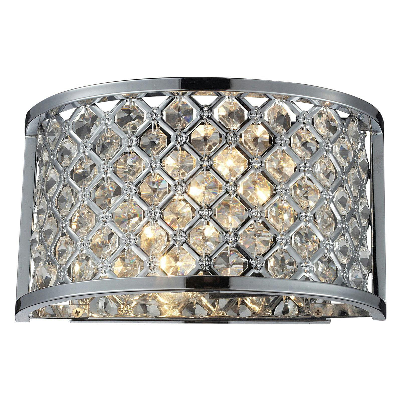 Genevieve Polished Chrome 10" Wall Sconce with Shimmering Crystals