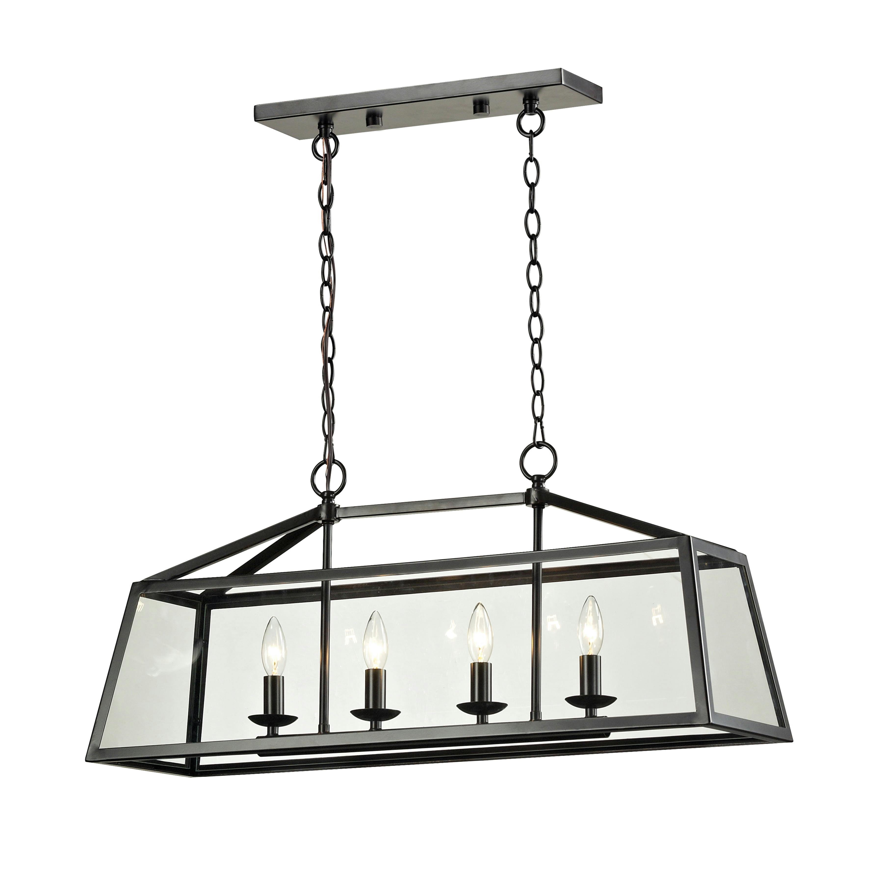 Alanna Classic 32" Oil Rubbed Bronze and Glass Linear Chandelier