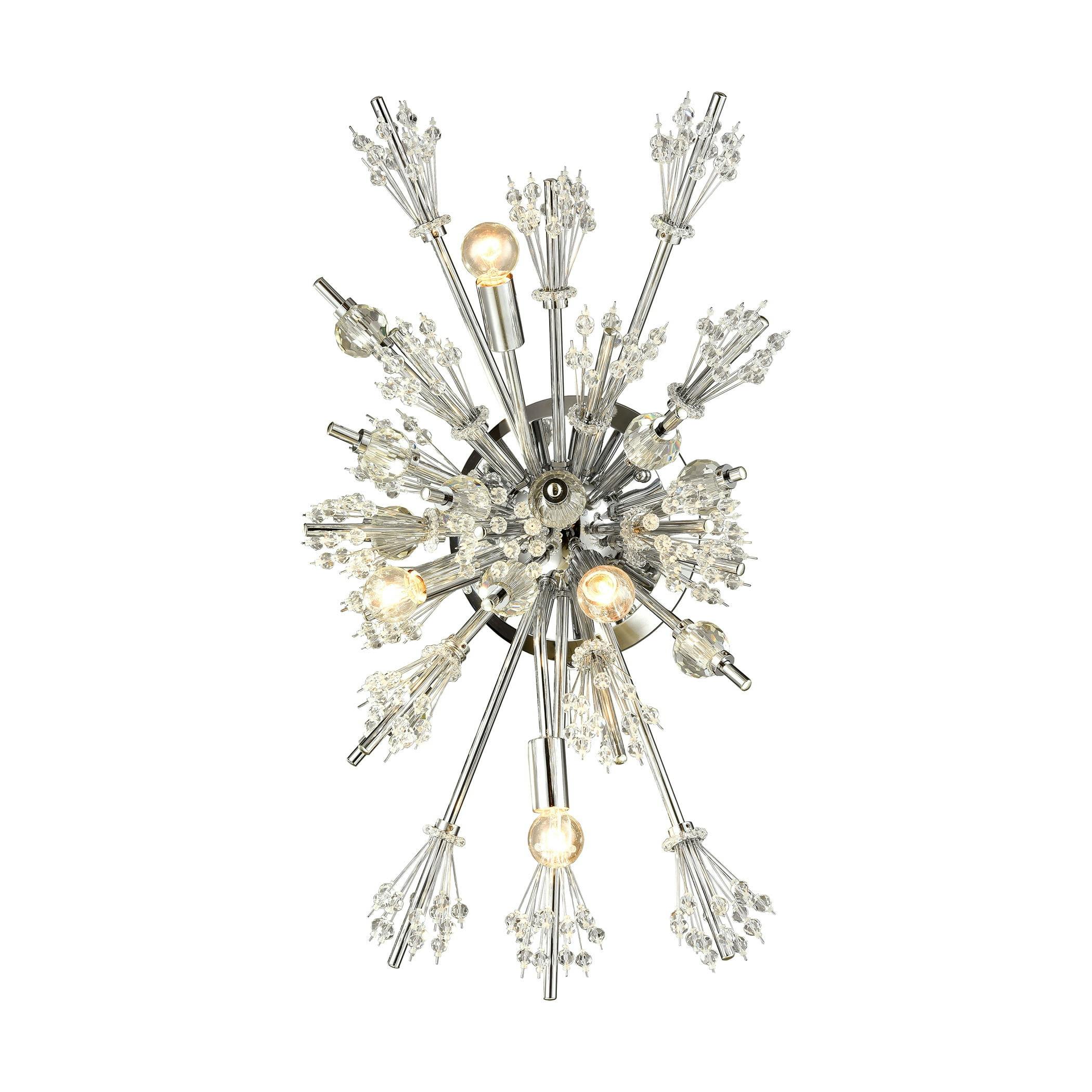 Celestial Chrome 4-Light Polished Sconce with Faceted Crystal Balls