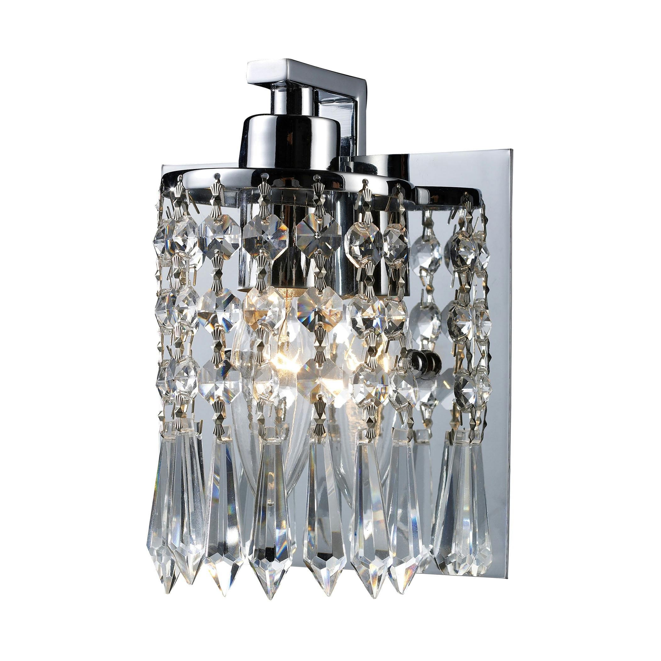 Polished Chrome 1-Light Vanity with 32% Leaded Crystal