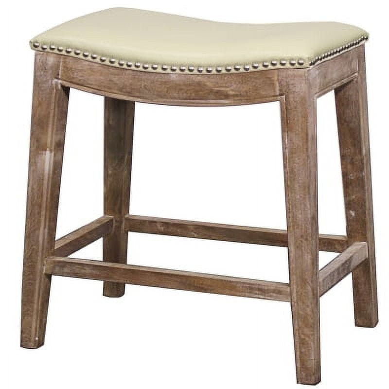 Distressed Mystique Gray Leather Saddle Counter Stool