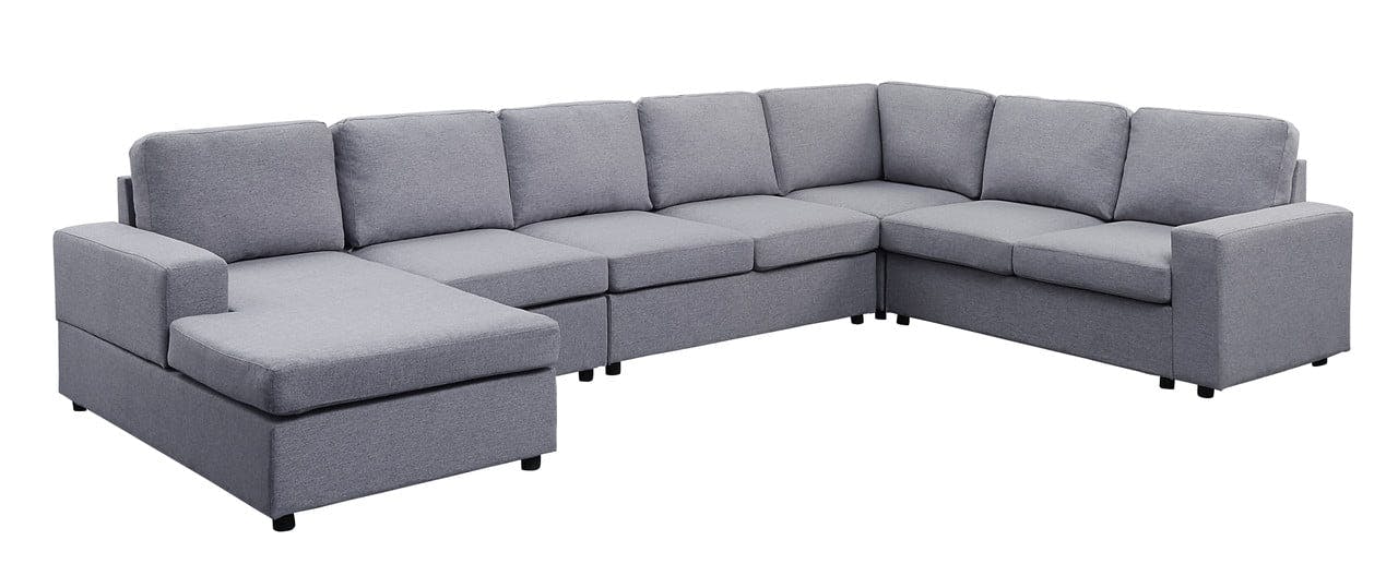 Chicago Bears Inspired Light Gray Modular Sectional Sofa Set, 7-Piece